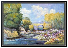 Charles Zhan Original Landscape Painting Oil On Canvas Signed Large Floral Art