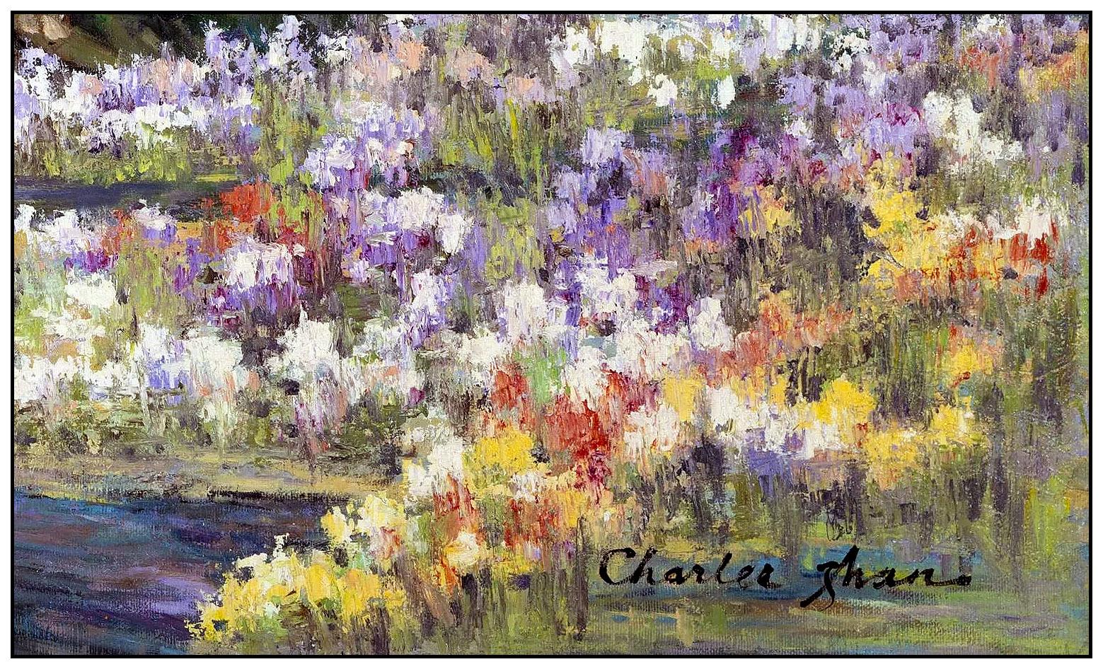 Charles Zhan Original Landscape Painting Oil On Canvas Signed Large Floral Art For Sale 2