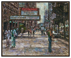 Wendell Hall Large Original Oil Painting On Canvas Signed Chicago Cityscape Art