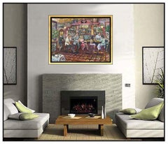 Valery Tsarikovsy Tsar Large Painting On Canvas Signed Bar Scene Lounge Artwork