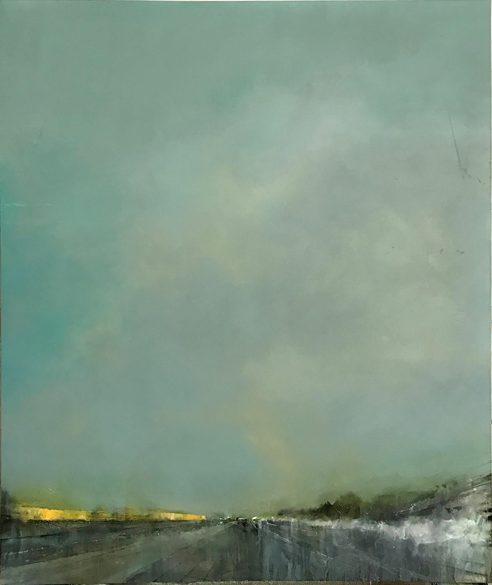 Derrick Breidenthal  Landscape Painting - Soaked (Diffused light large scale abstract landscape oil on canvas)