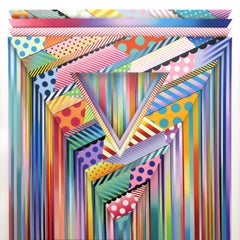 Downers (Spray paint canvas painting w/ bright colors, geometric shapes)