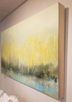 Sylvan Stirring (Diffused light abstract landscape with trees oil on panel)
