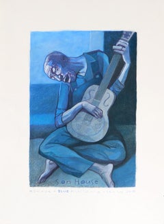 Son House (Pastel on paper of Blues musician Son House, homage to Picasso)