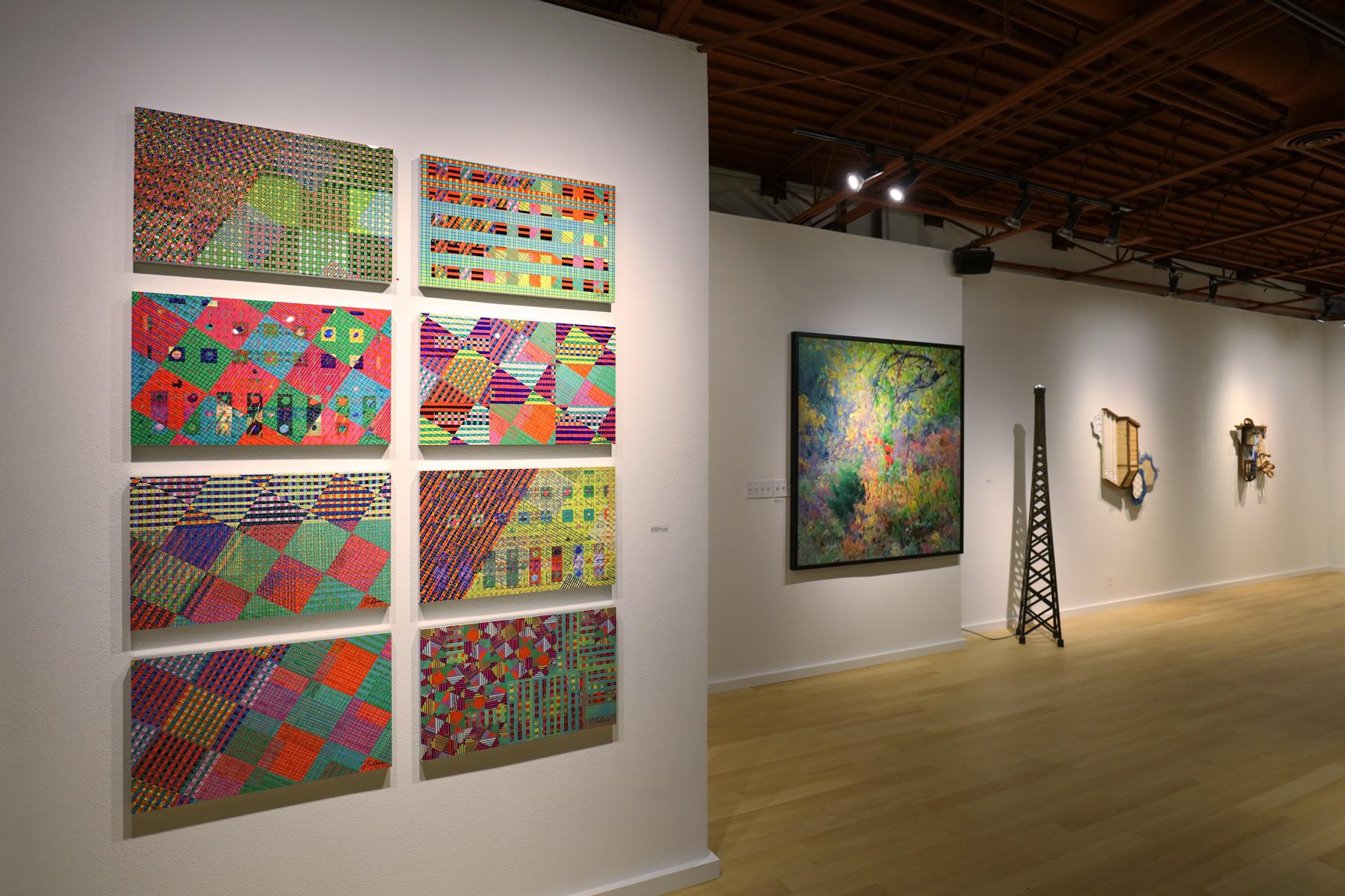 Pattern Set #4 (Bright, abstract, digital painting, dye sublimation on aluminum) - Painting by Karen Strohbeen 