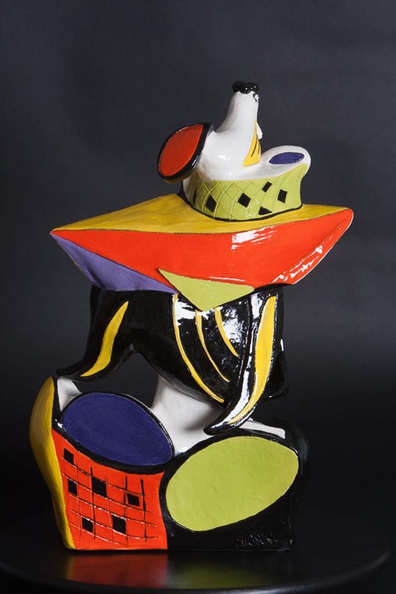 The Creative (Cubism ceramic sculpture based on Enneagram personalities) - Sculpture by Annick Ibsen 