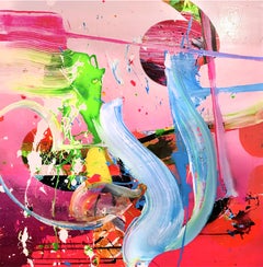 Faith (Bright vivid lush abstract expressionist painting with movement) 