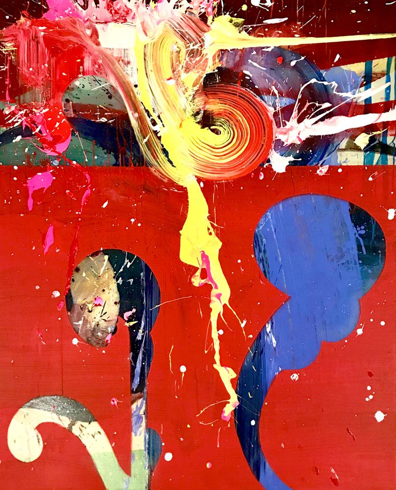 Chuck Hipsher  Abstract Painting - Tempus Fugit  (Bright vivid lush abstract expressionist painting with movement) 