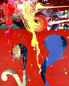 Tempus Fugit  (Bright vivid lush abstract expressionist painting with movement) 