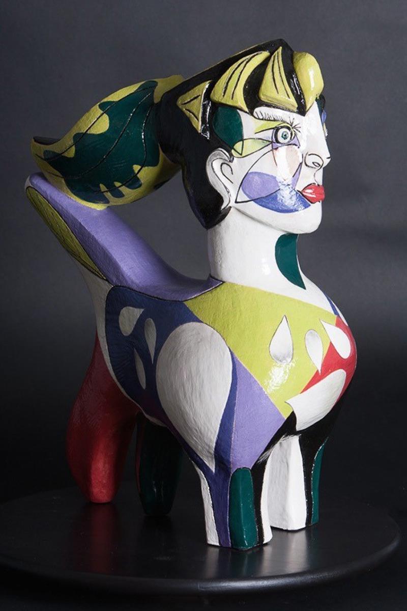 The Experimenter (Cubism ceramic sculpture based on Enneagram personalities) - Cubist Sculpture by Annick Ibsen 