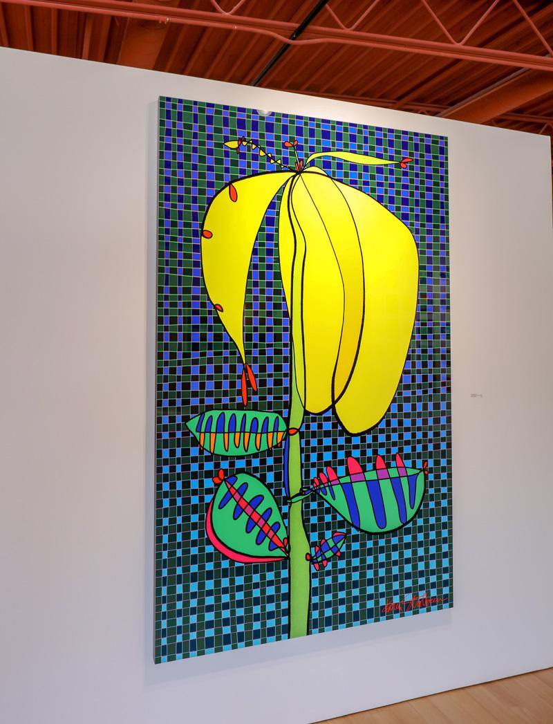 A Standing Flower (Bright, abstract, digital painting on aluminum) - Abstract Geometric Painting by Karen Strohbeen 