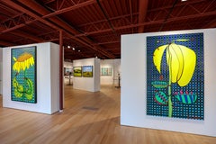 A Standing Flower (Bright, abstract, digital painting on aluminum)