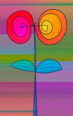 Flower Weave (Bright, abstract, digital floral painting on aluminum)