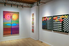 Flower Weave (Bright, abstract, digital floral painting on aluminum)