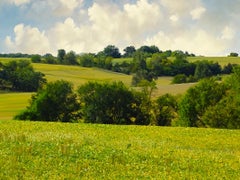 Tree Meadow (Digital landscape painting printed on canvas, framed) 
