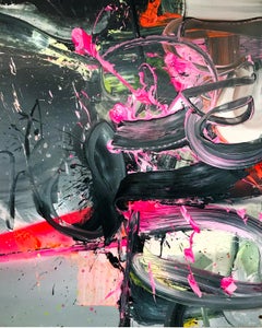 Nonstop (Bright vivid lush abstract expressionist painting w/ movement)