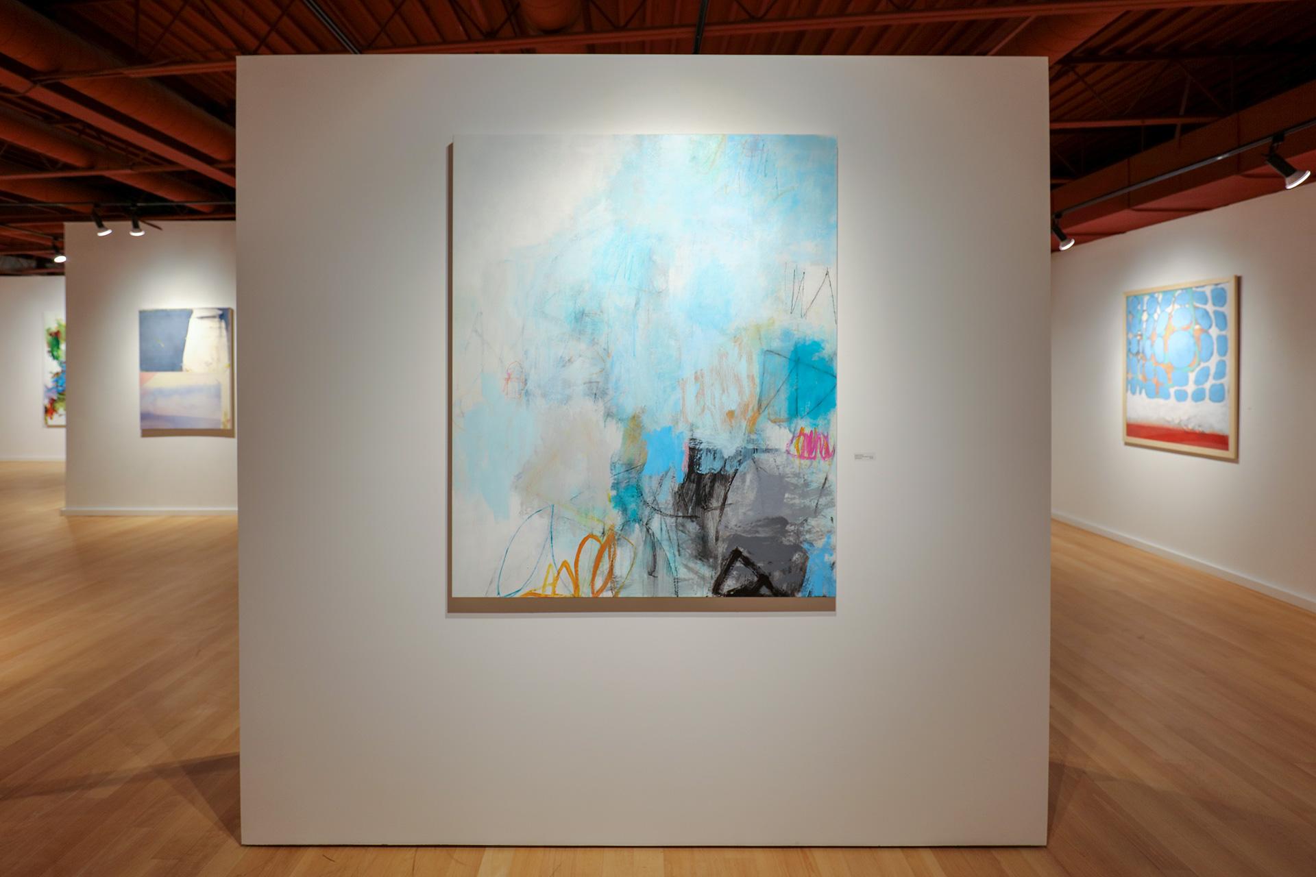 Coastal Rhythms (Expressionist, Abstract, blue, painting, Acrylic, Canvas) - Abstract Expressionist Painting by Julie Schumer