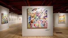 Gardens #1 (Vivid Colorful Expressive Abstract Acrylic Painting on Wood Panel)