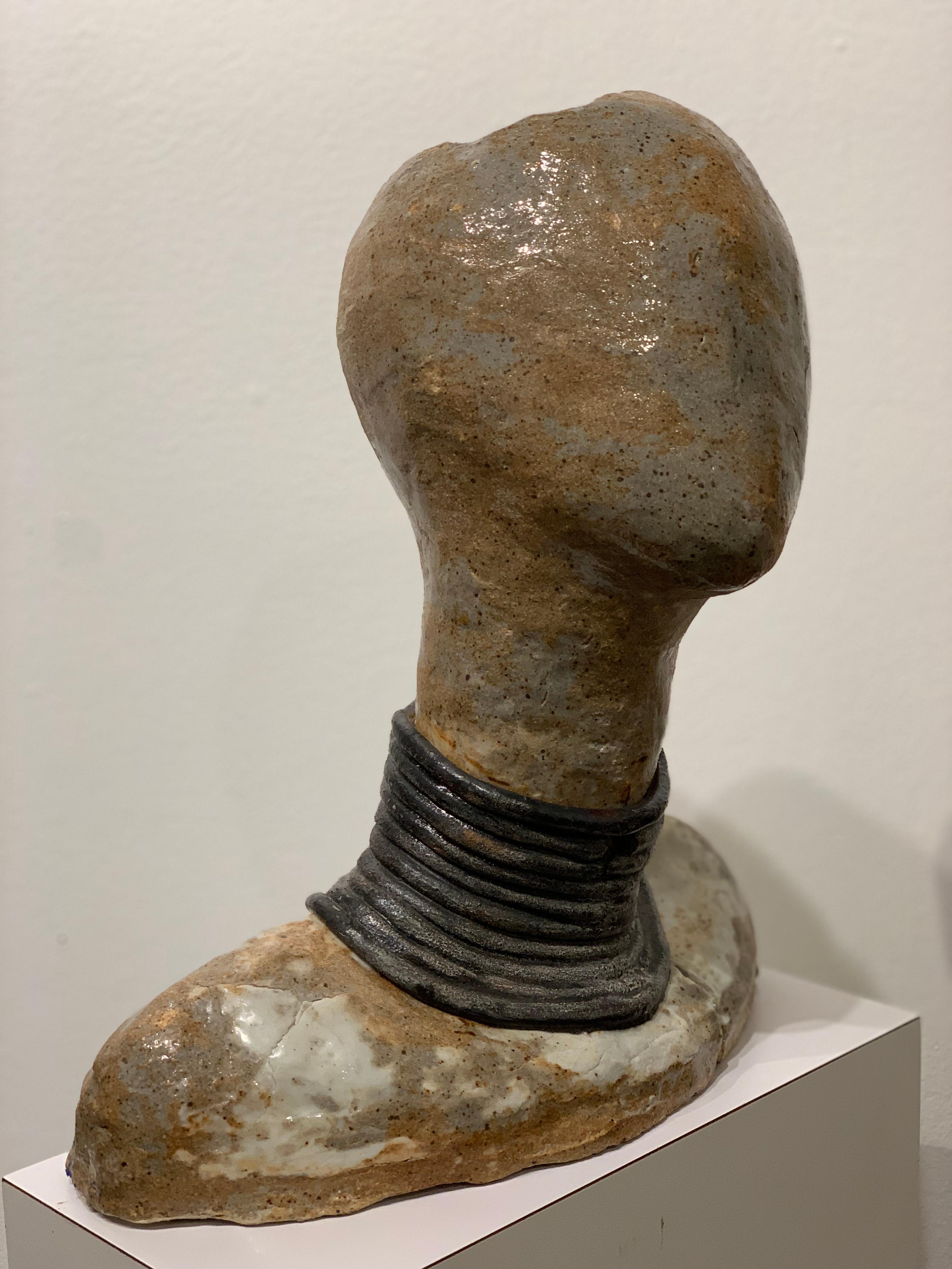 Tribal Clay Bust - Sculpture by Shelly Moore