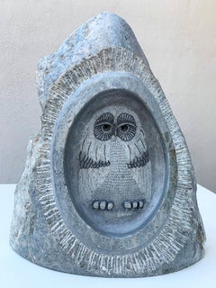 Carved Stone Owl Sculpture #143