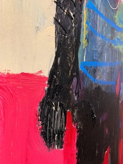 Personaje, acrylic figurative painting of seated man