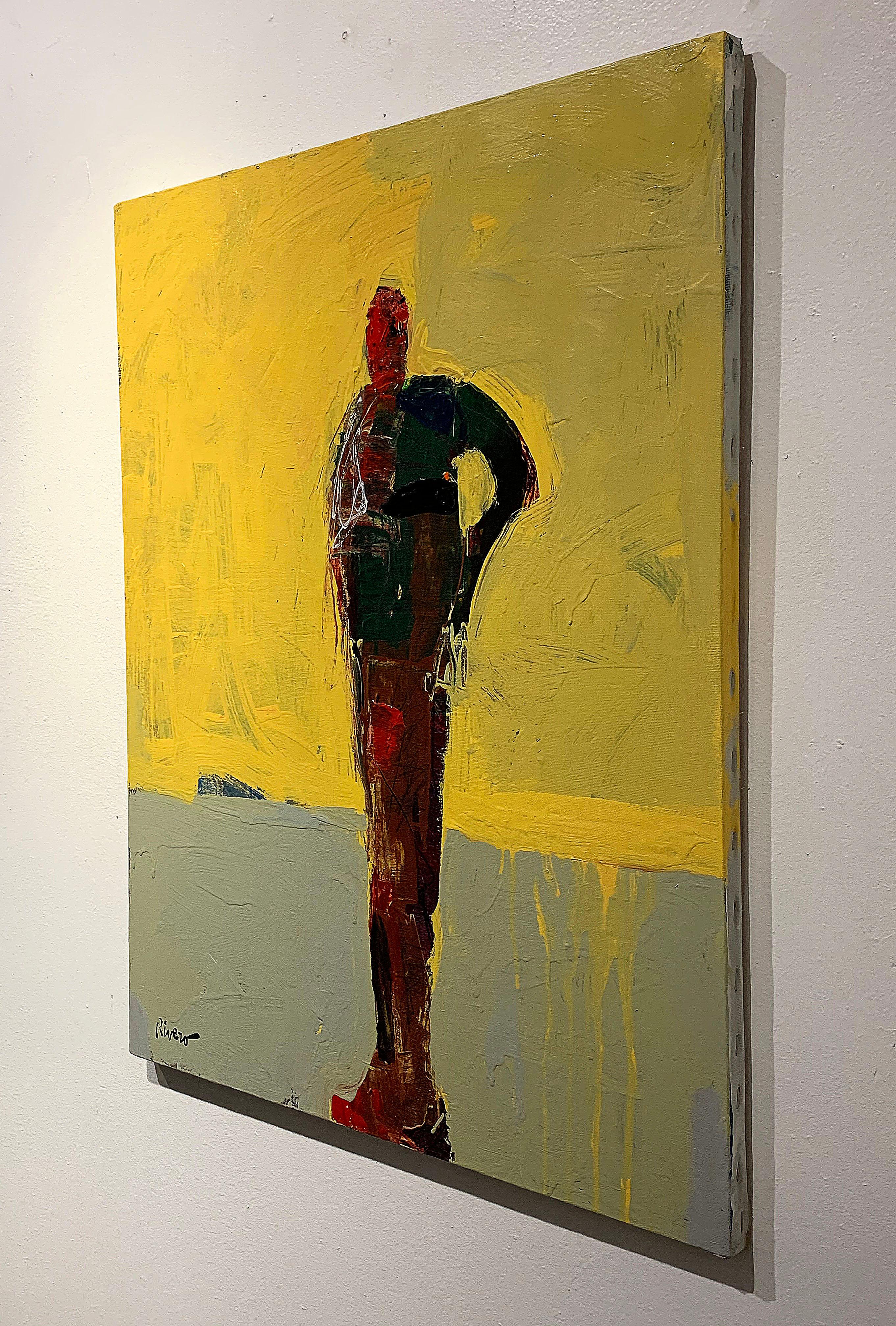 Personaje Abstracto, acrylic figurative standing facing left - Contemporary Art by Mike Rivero 