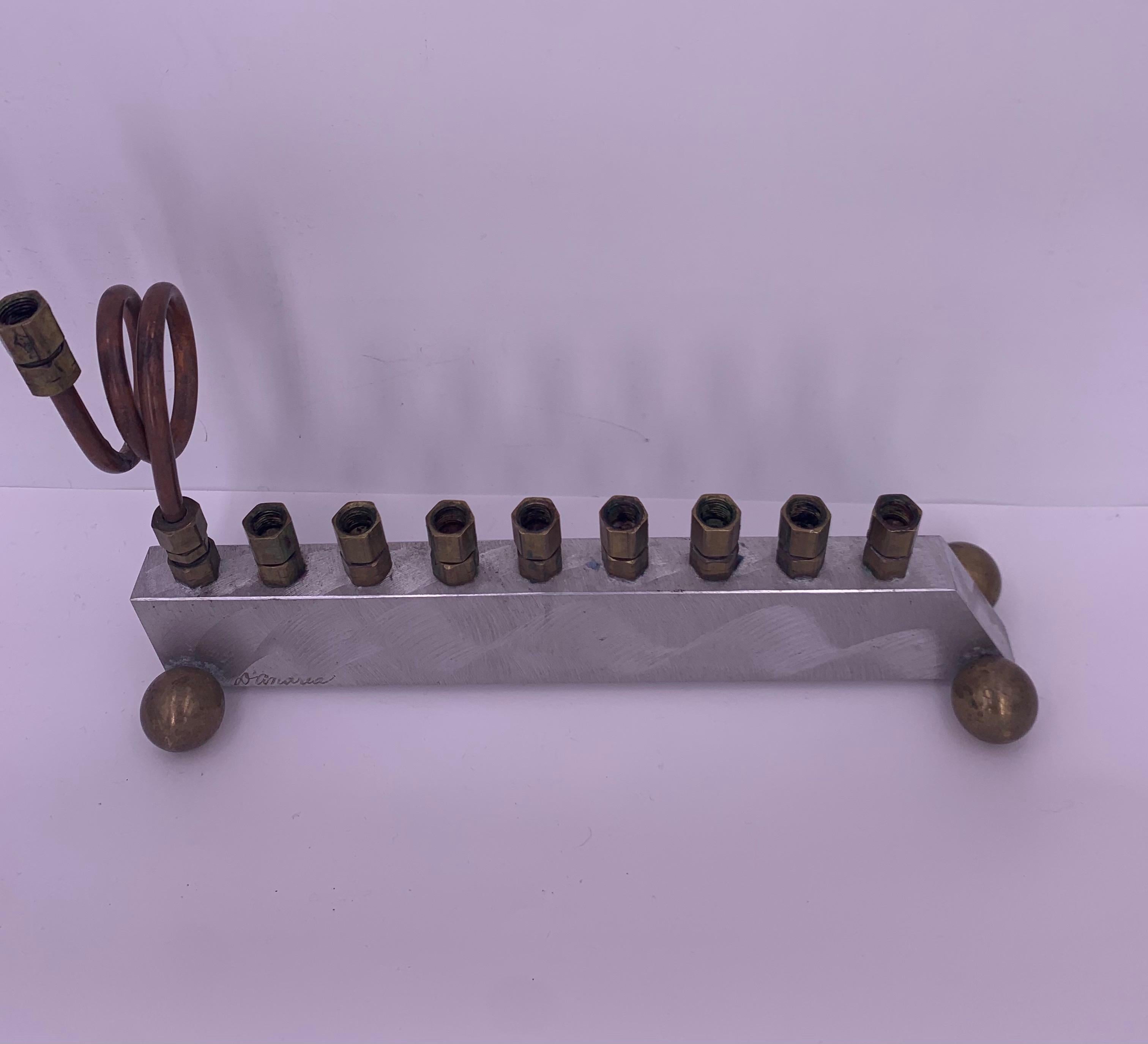 Aluminum and Brass Menorah or Sculpture For Sale 2