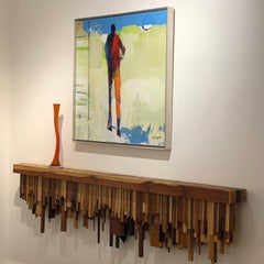 Mixed-media Long Mixed Wood Cityscape Shelf or Mantel by Artist Ben Darby, 2019