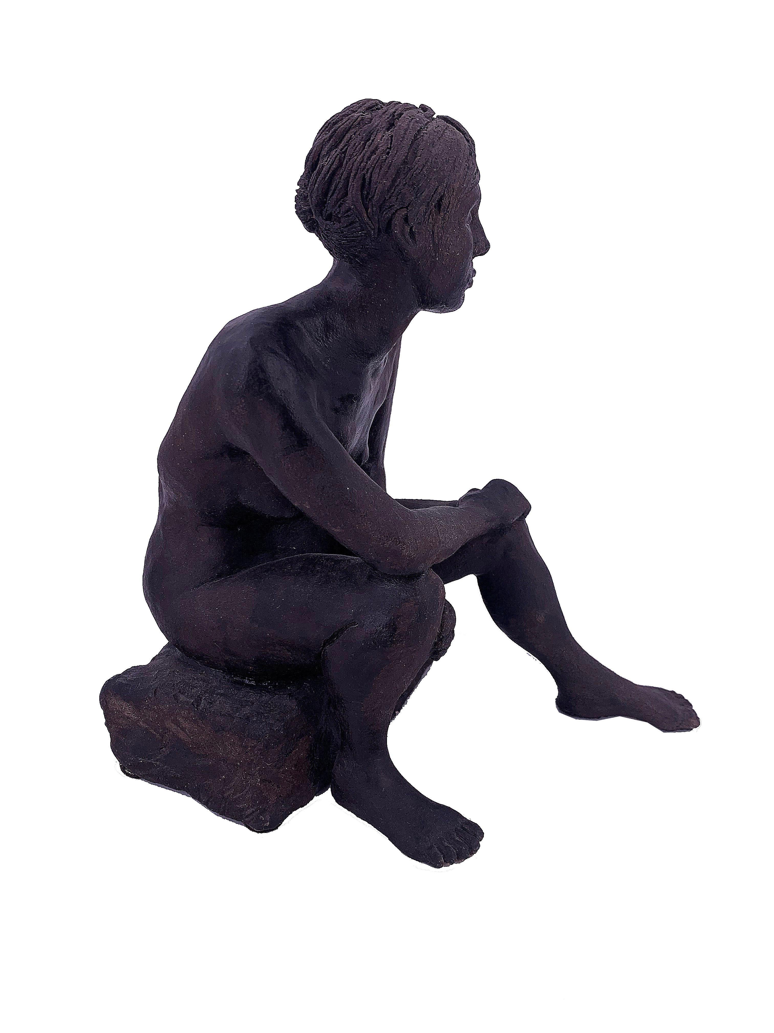 Untitled, Nude Seated Female Sculpture - Gray Figurative Sculpture by Douglas Crozier