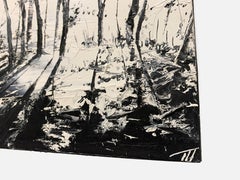 Focus Backwards, Schwarz-Weiß-Ölgemälde-Landschaftsgemälde