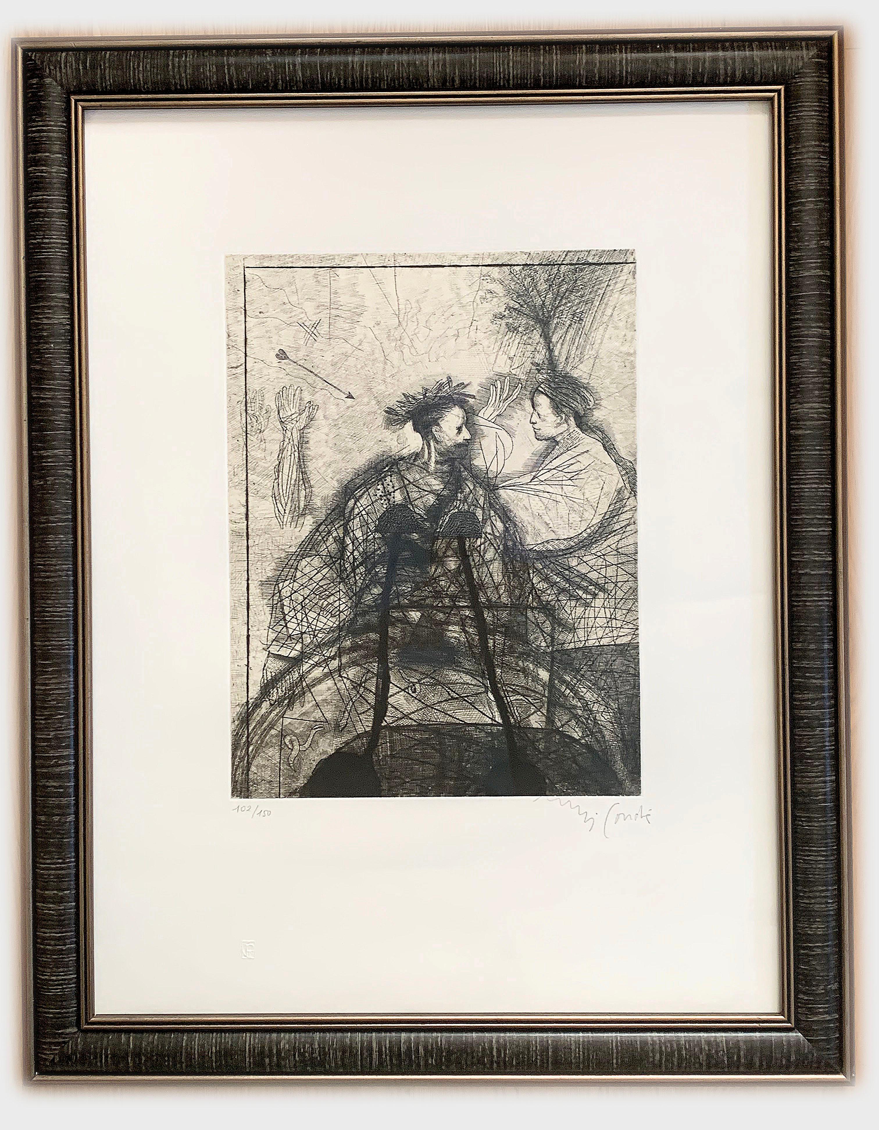 Litografía firmada por el galardonado artista Miguel Conde. El artista es conocido por su maestría en el grabado. Sus dibujos y otras formas de arte son codiciados y sus obras forman parte de varias colecciones de museos. Enmarcado. Firmado abajo a