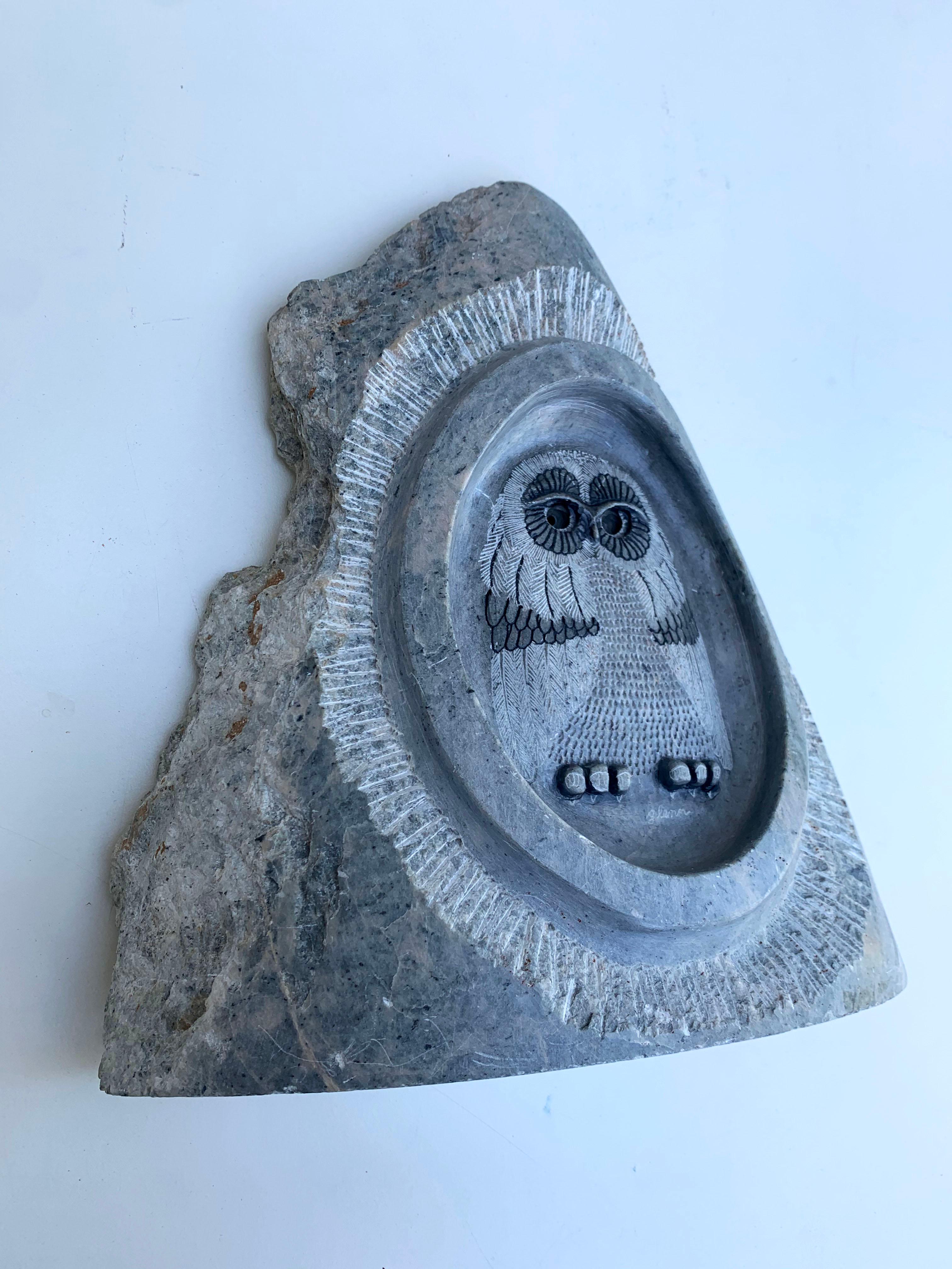 owl stone carving