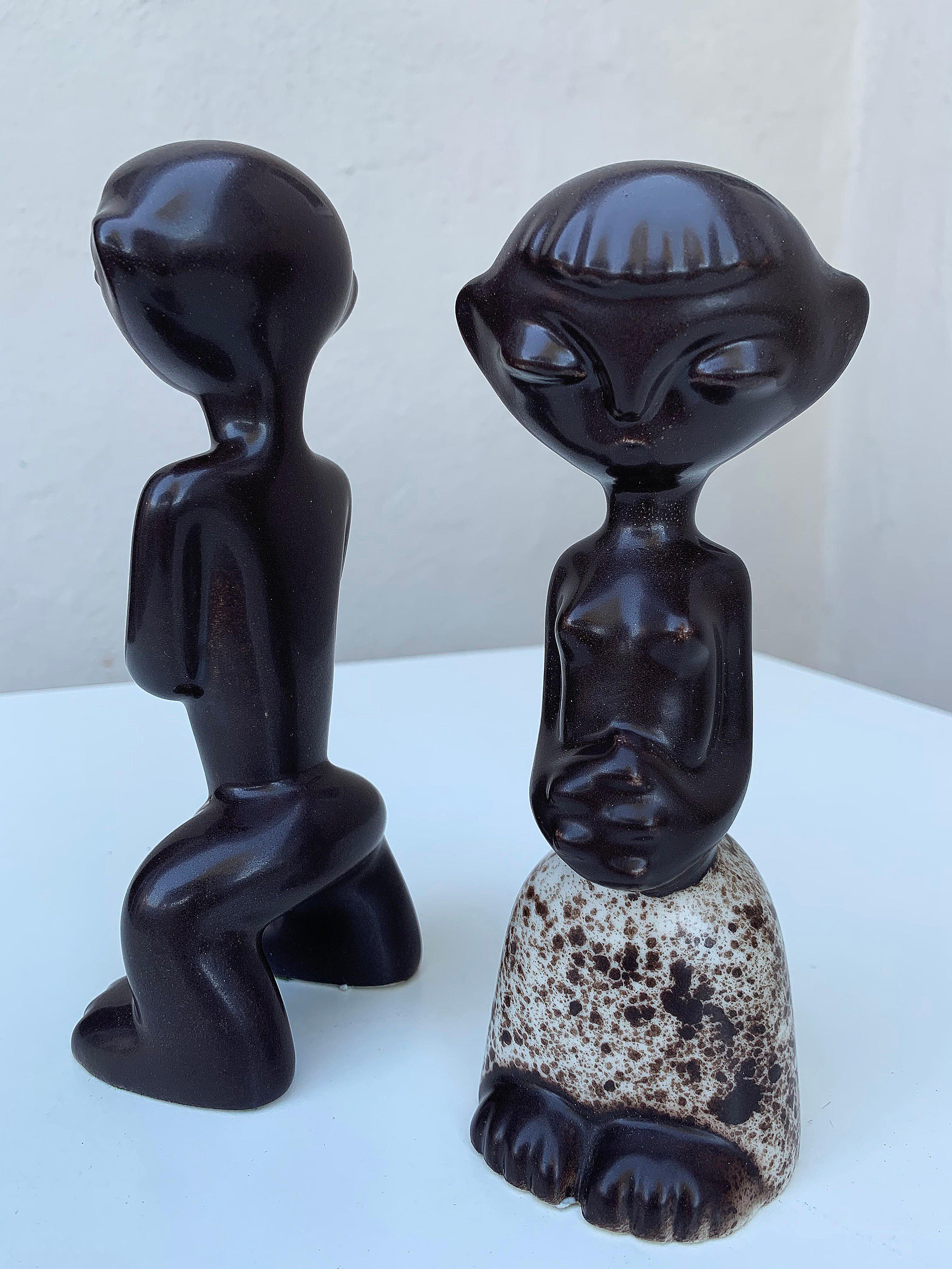 Pair Tiki Ceramic Figures For Sale 1