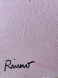 Margarita, figurative standing female on pink background