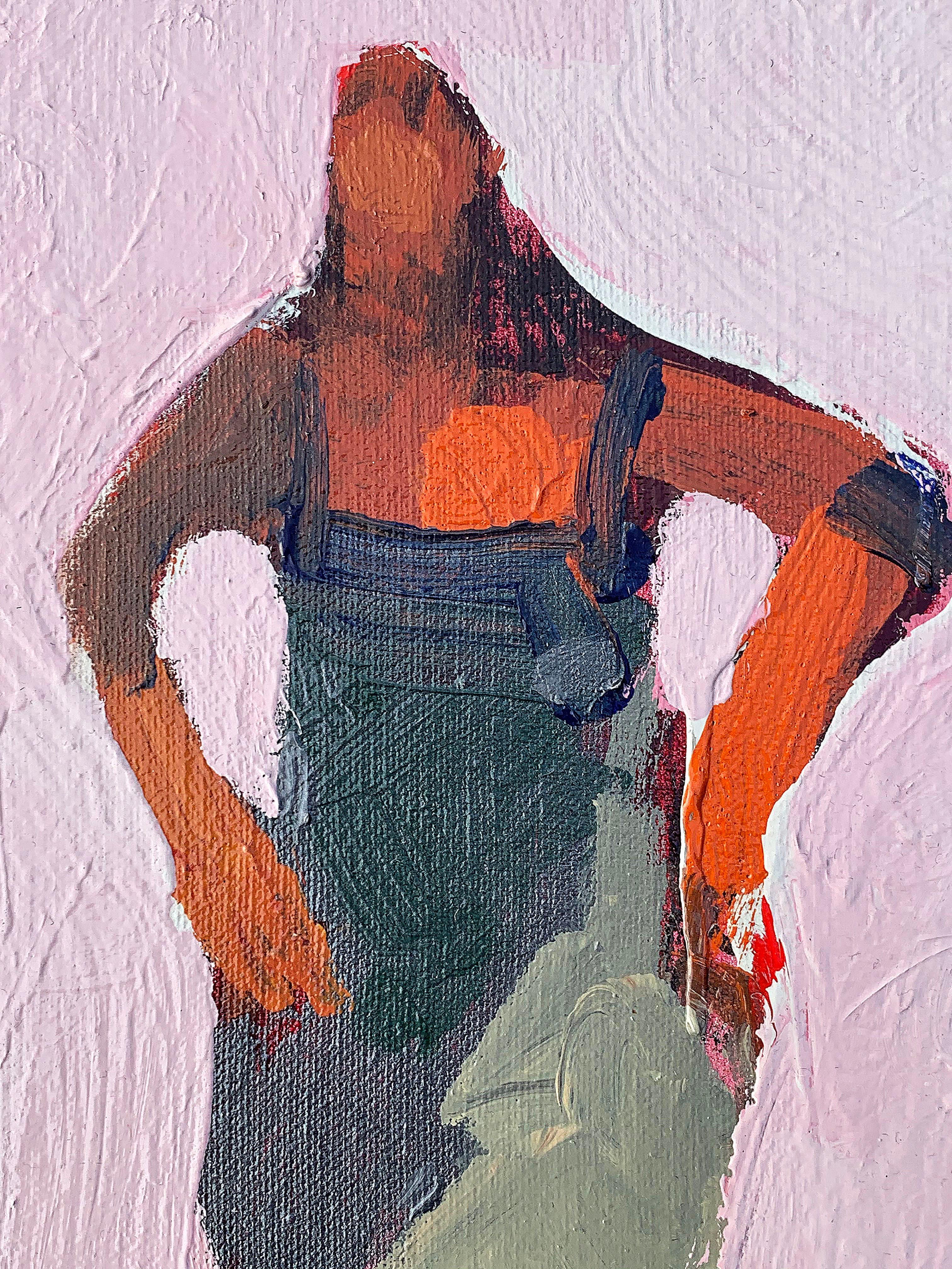 Margarita, figurative standing female on pink background For Sale 1