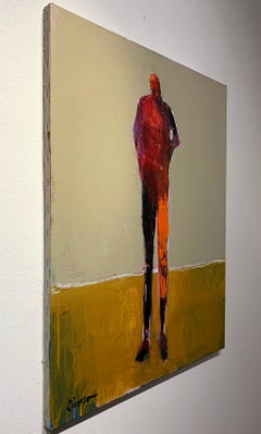 Pensador, acrylic standing figurative thinker