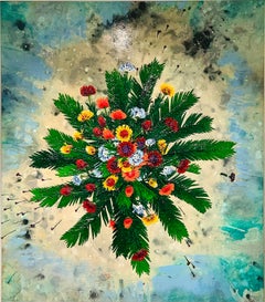 Protea Ball, acrylic on canvas large painting by Ben Darby, bright, texture