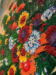 Protea Ball, acrylic on canvas large painting by Ben Darby, bright, texture