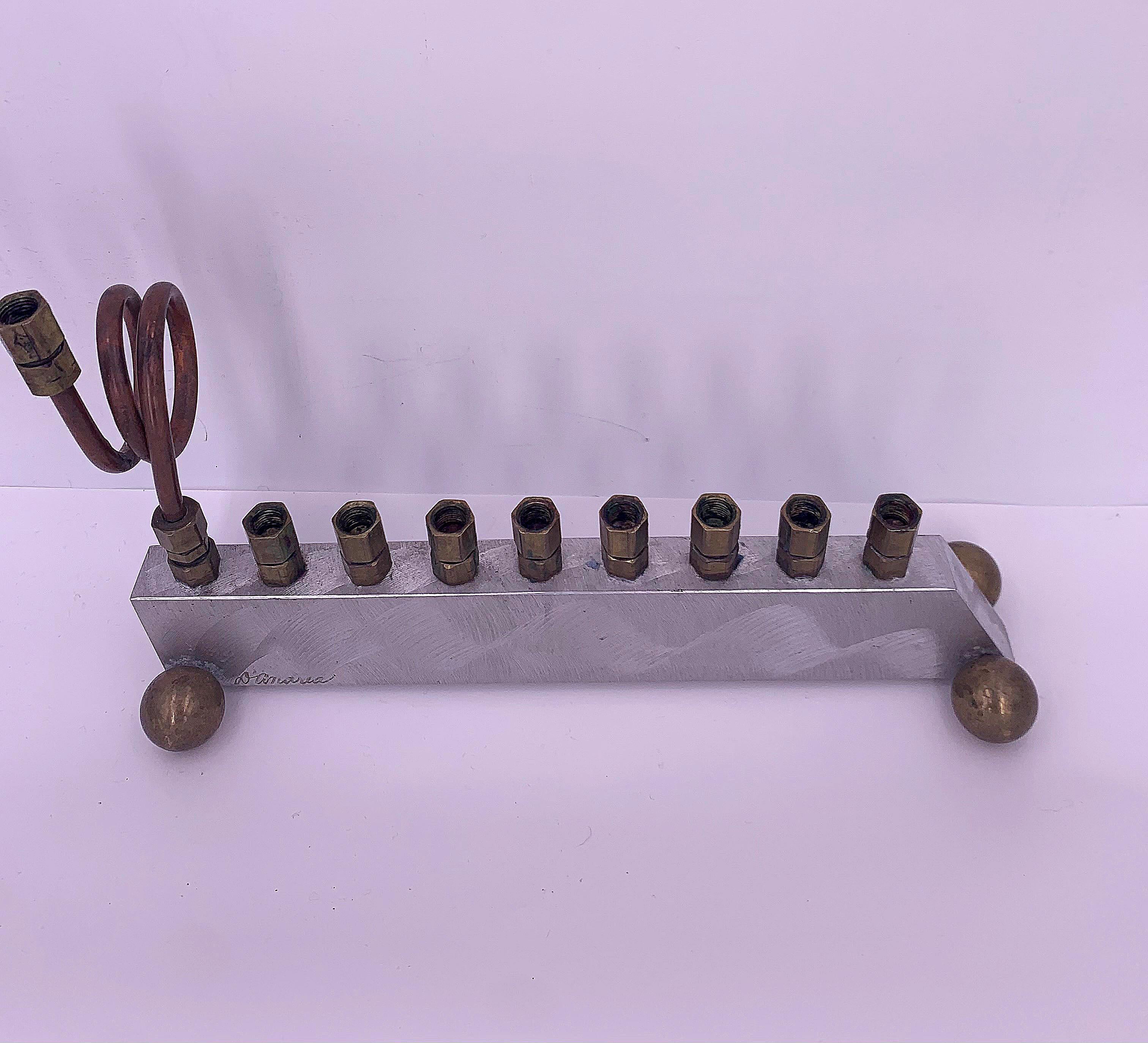 Aluminum and Brass Menorah or Sculpture For Sale 6