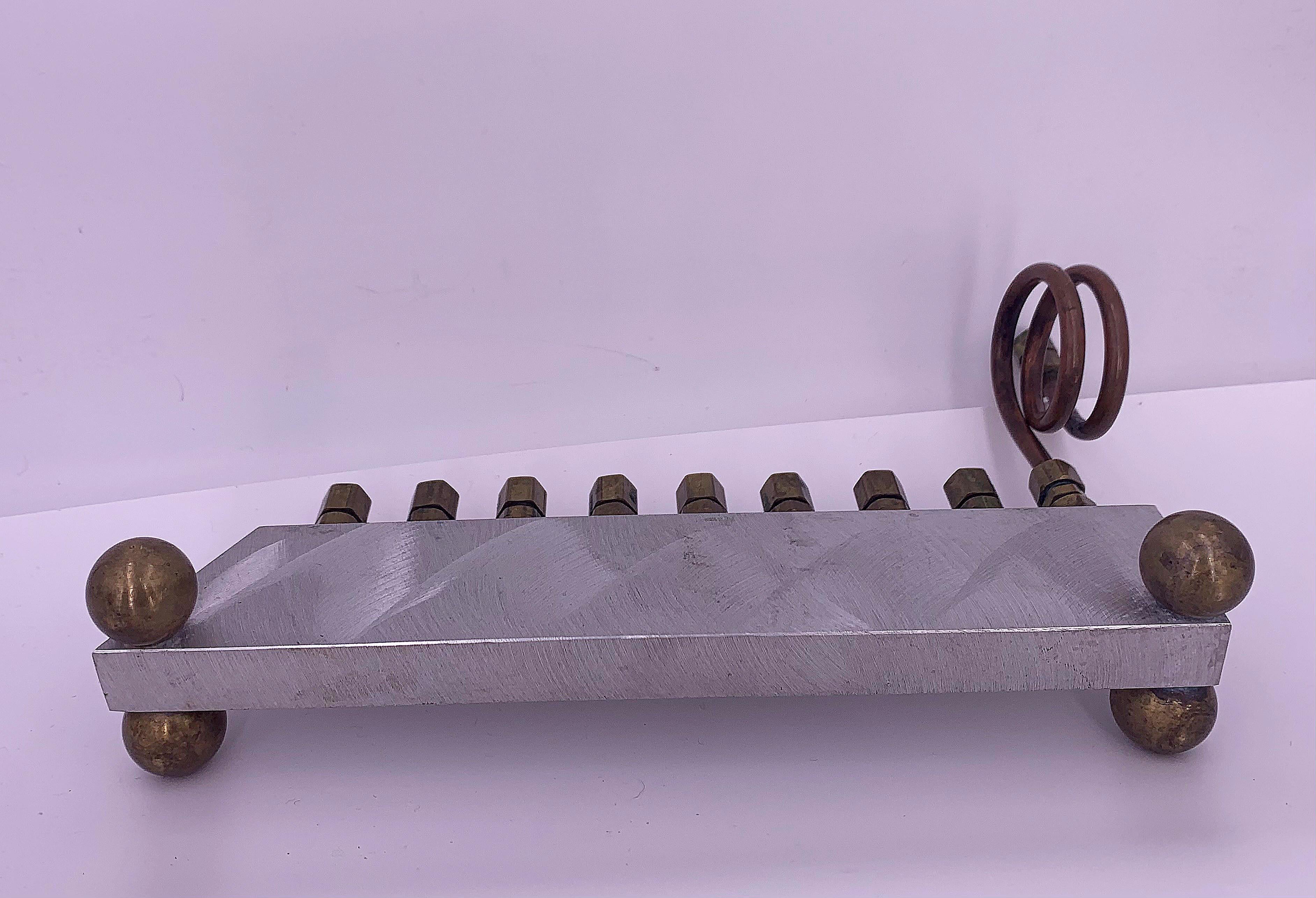 Aluminum and Brass Menorah or Sculpture For Sale 7