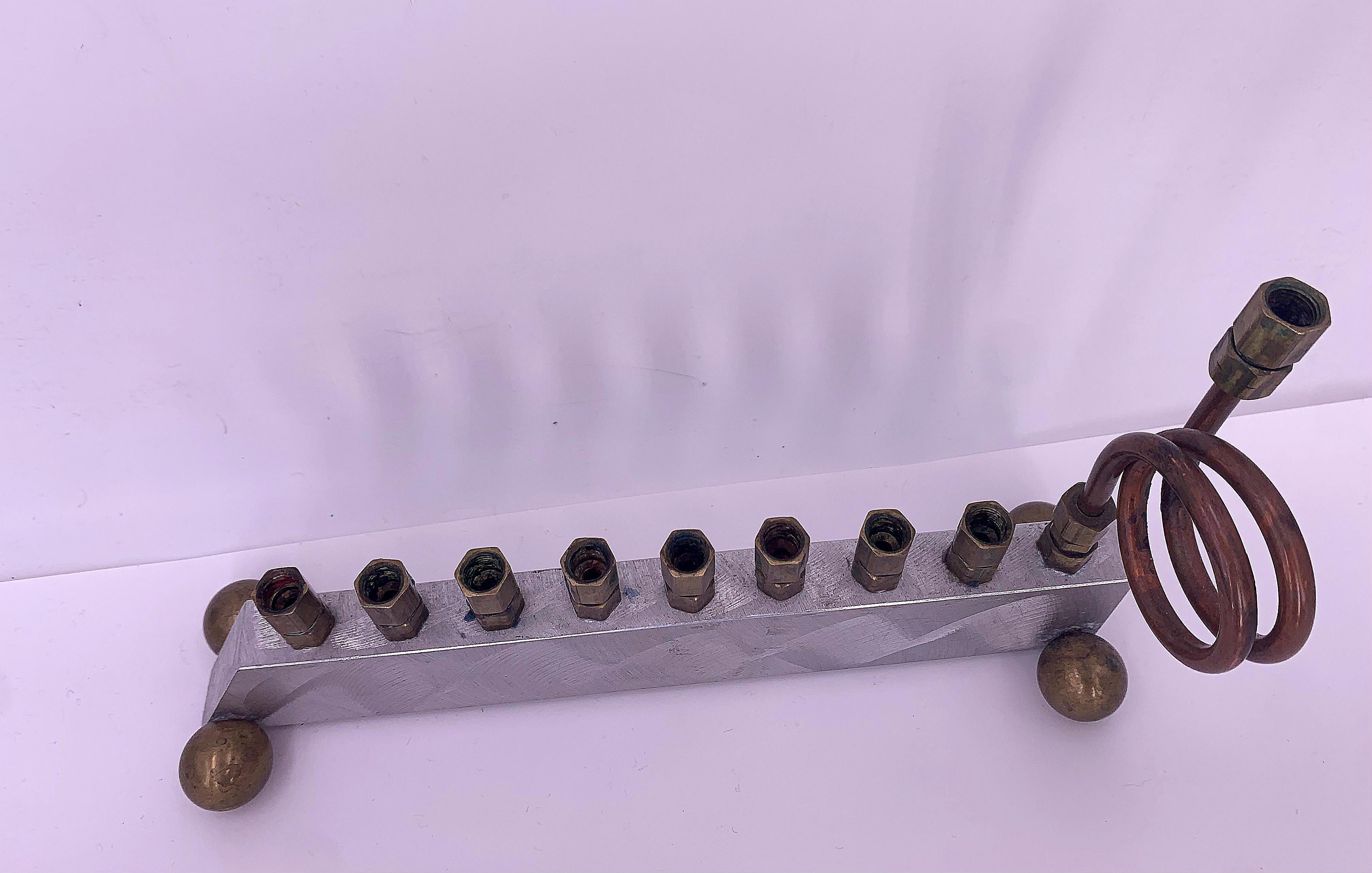 Aluminum and Brass Menorah or Sculpture For Sale 10