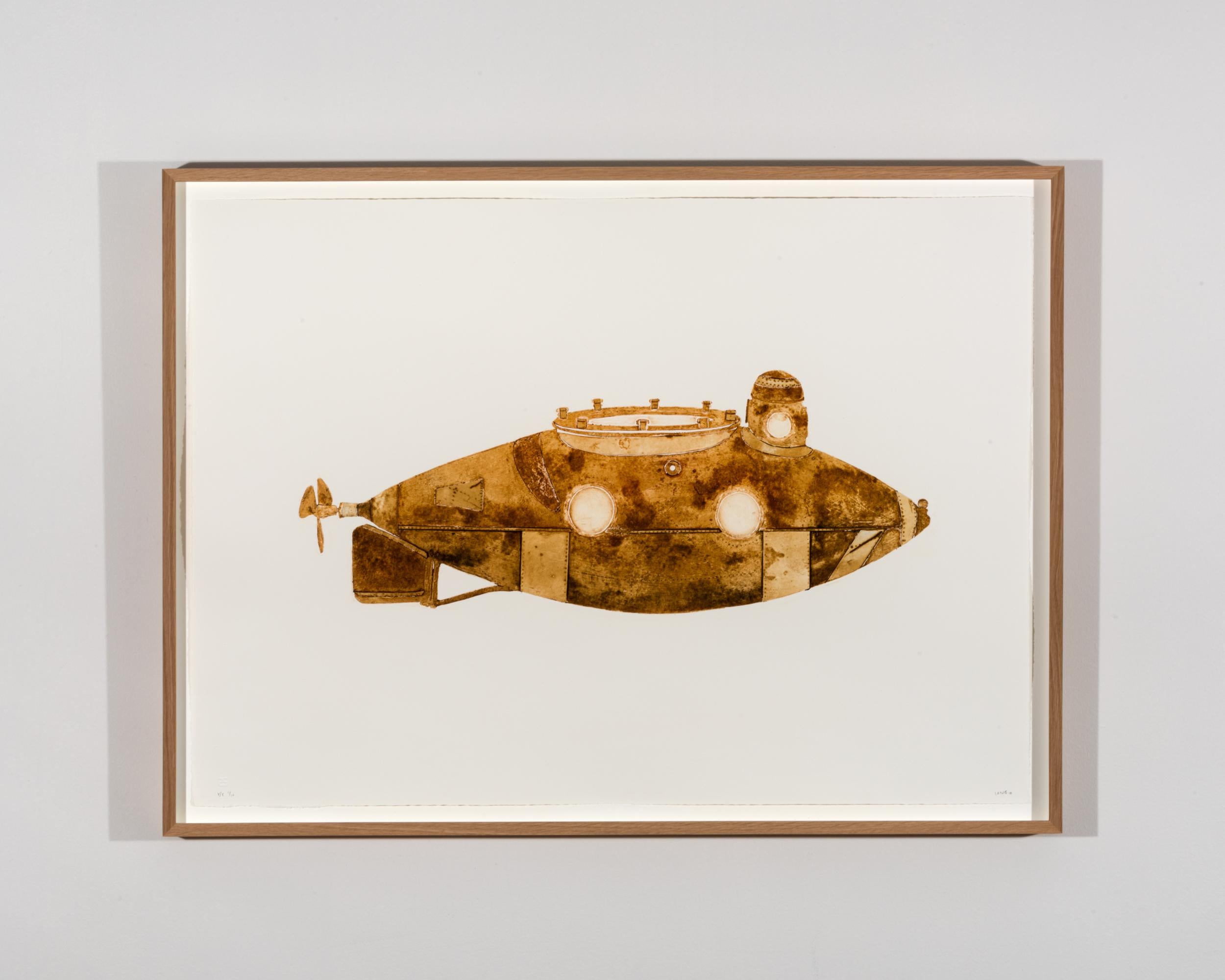 Laine Groeneweg Still-Life Print - FeO(OH), Submarine, 2017 collagraph print, variable edition, framed and unframed