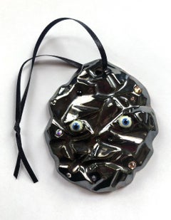 Lump of Coal #3, glazed ceramic sculpture with Swaroski crystals