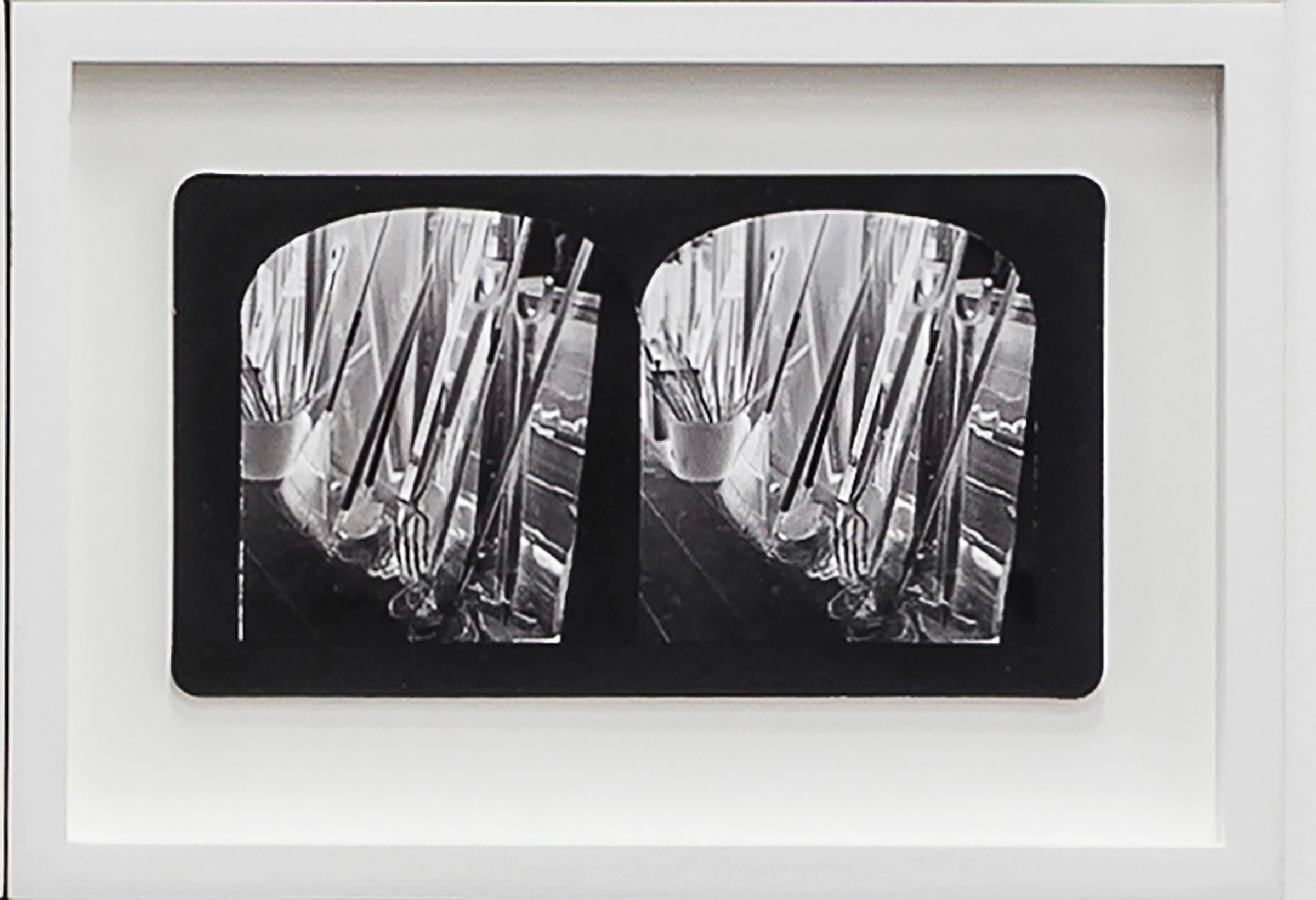 Penelope Stewart Still-Life Photograph - Ruin Gazing No: 030 Ghost Tools, stereoscopic card framed