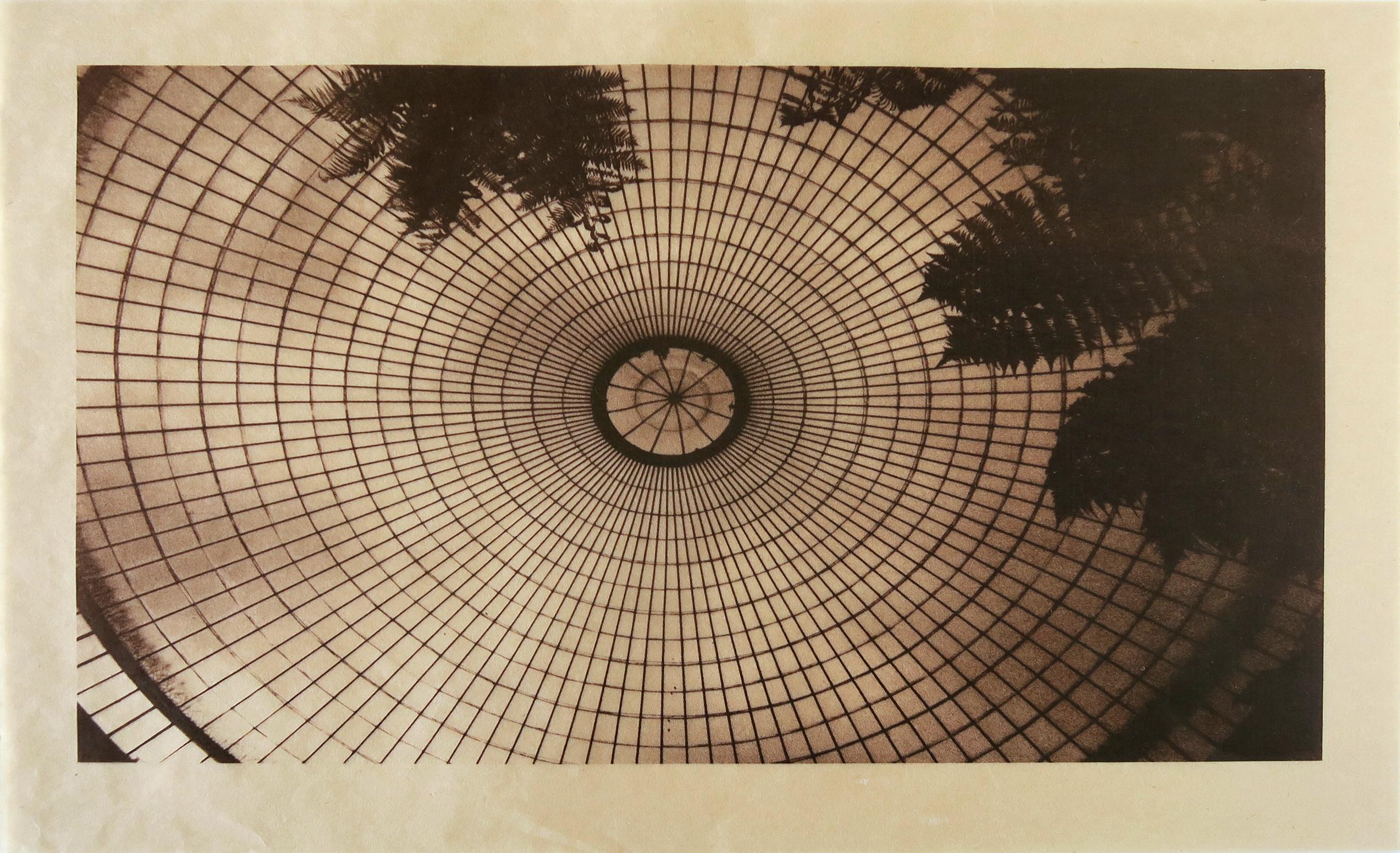 Oculus Dome, Echo Utopias, 2018, photo lithography on inshu mitsumatta natural,  - Print by Penelope Stewart