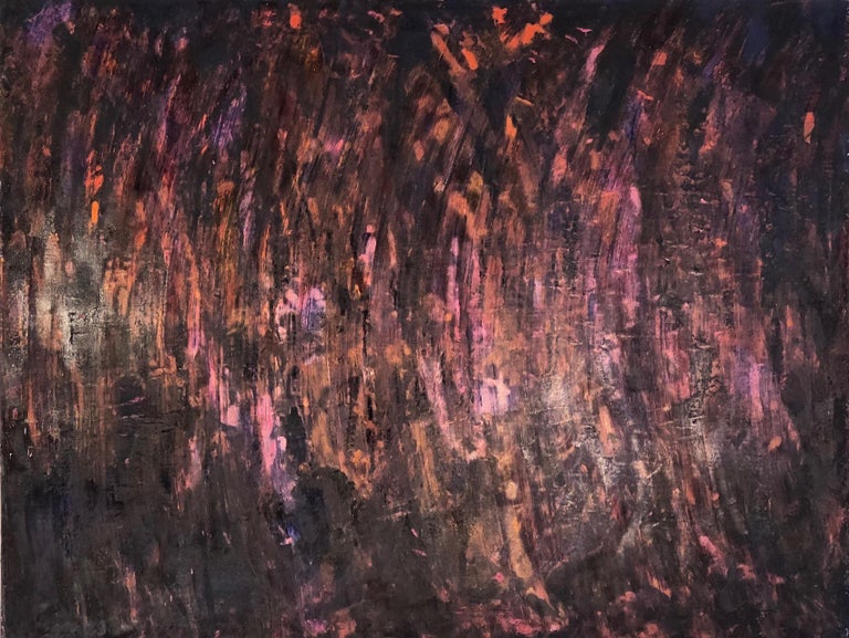 "Untitled - Deep purple, violet" Combed painterly surface in purple textures - Mixed Media Art by Augustus Cross