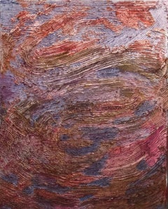 "Anti Aliasing Failure" - Small abstract thickly textured pink lilac painting