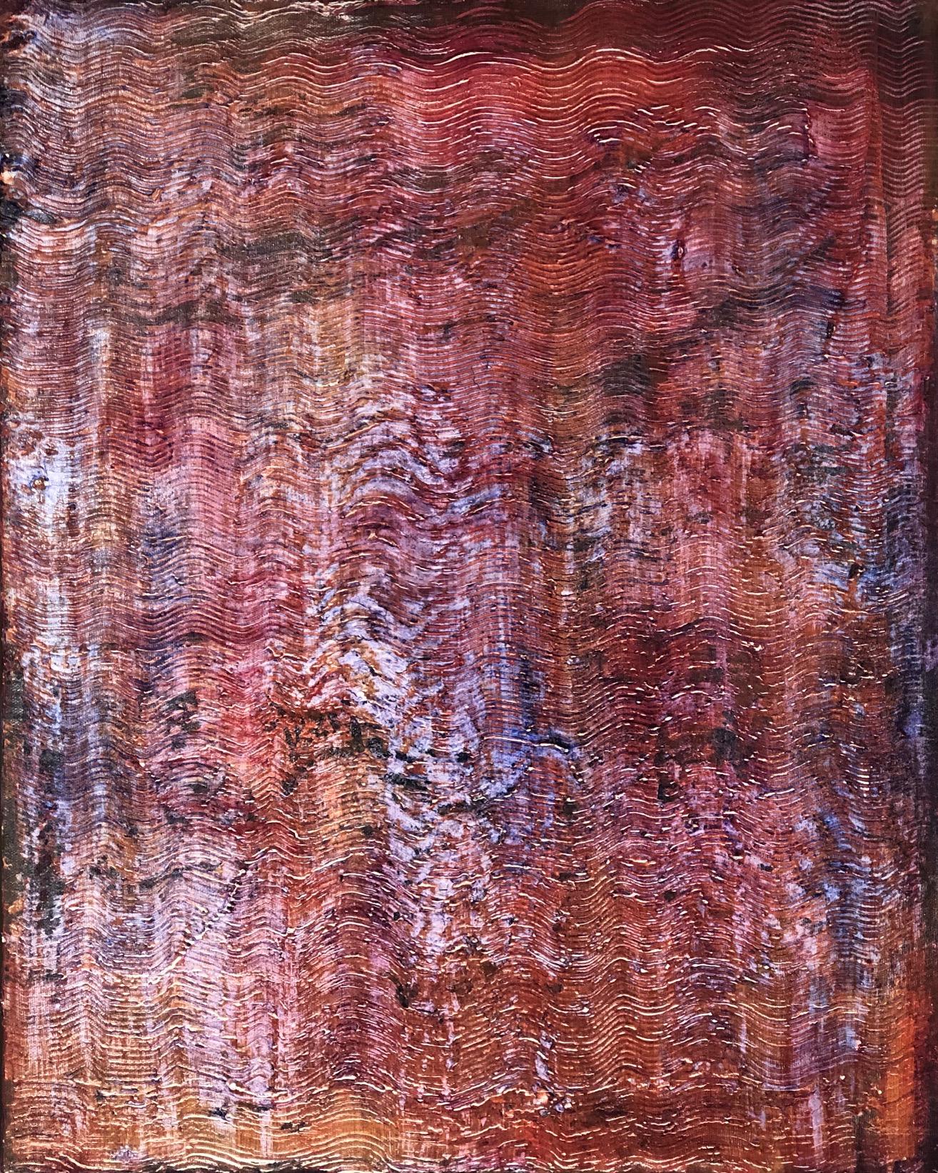 "Untitled - Pink Waves" one of a 12 painting grid of textured paintings - pink
