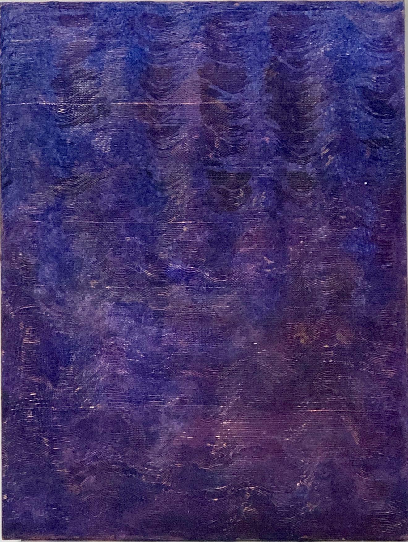 Augustus Cross Abstract Painting - "Untitled" Purple painting textured and comber in waves of color