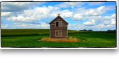 "Everts Homestead, MN -clouds" colorful panoramic prairie view with house 